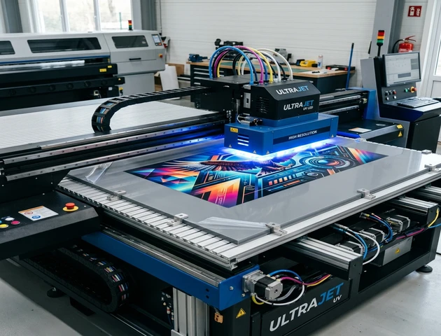 Digital UV flatbed printing curing colorful ink overlays on durable sheet